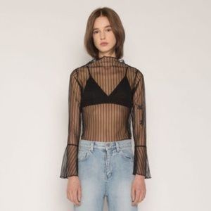 OAK+FORT Black Mesh Top
